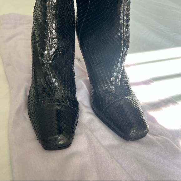 Jimmy Choo Python Knee-High Boots Black 37.5 - Picture 5 of 8